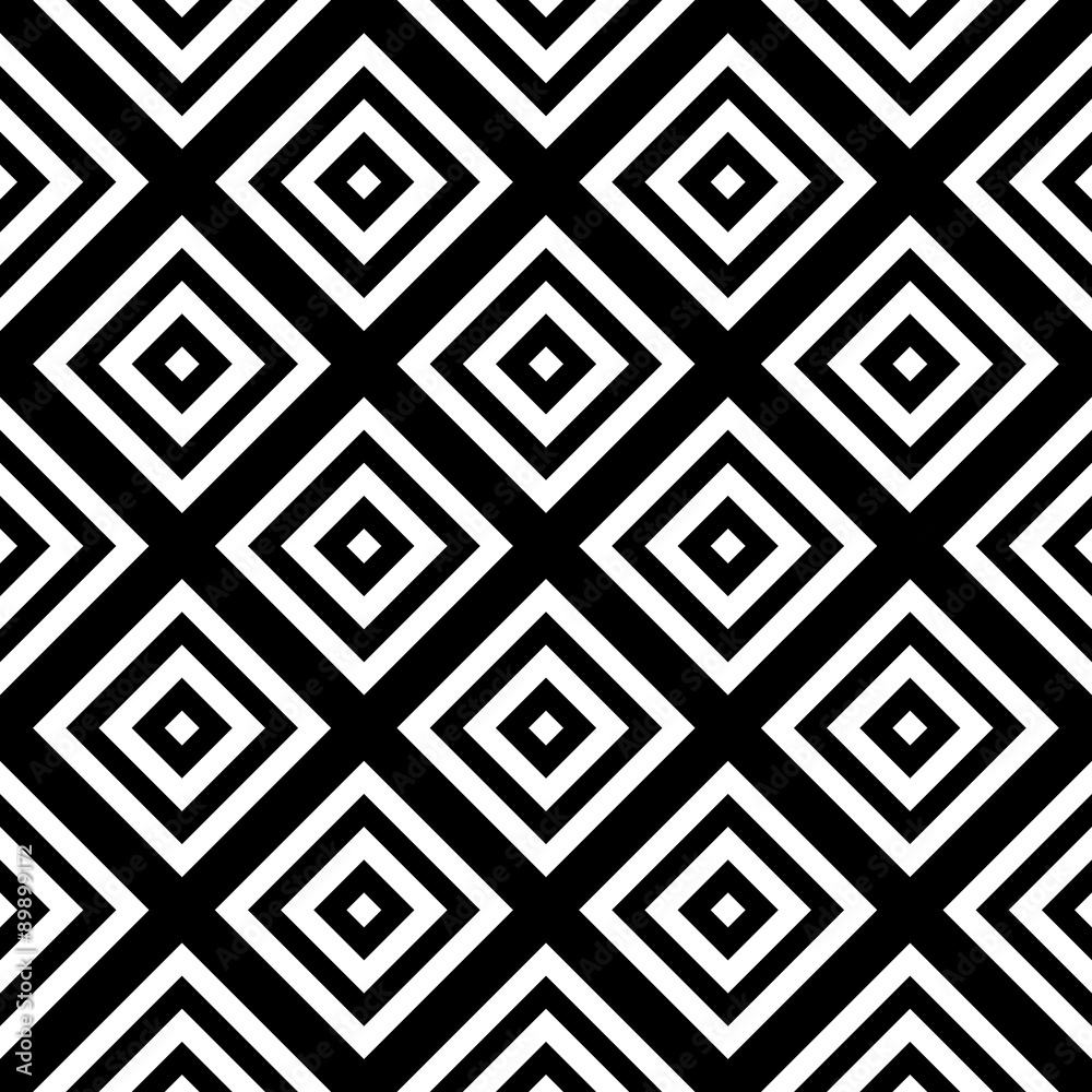 Vector modern seamless pattern concentric squares ,black and white textile print diamonds, abstract texture, monochrome fashion design Vector modern seamless pattern concentric squares ,black and white textile print diamonds, abstract texture, monochrome fashion design