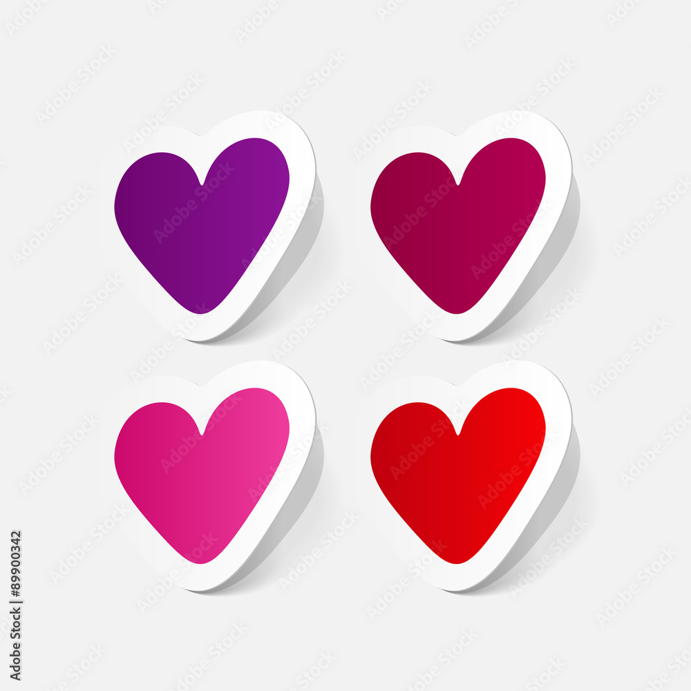 paper sticker: Valentine's day. Heart paper sticker: Valentine's day. Heart