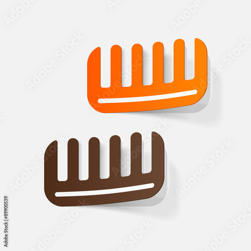 Realistic paper sticker: comb