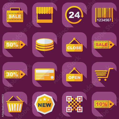 Flat concept, set modern design with shadow marketing sales