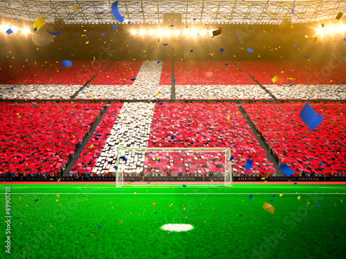 Flag Denmark  of fans! Evening stadium arena soccer field championship win! Confetti and tinsel   © Anna Stakhiv