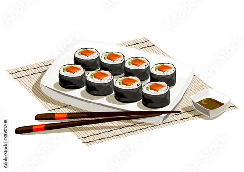 Japanese rolls serving, still life