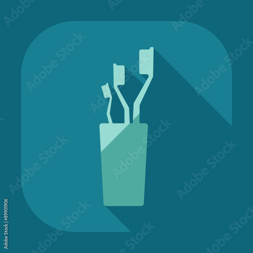 Flat modern design with shadow toothbrushes