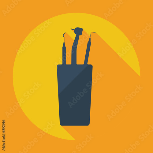 Flat modern design with shadow dentist tool