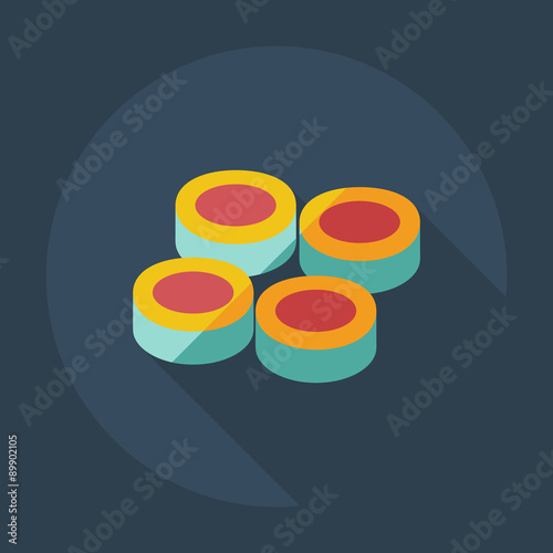 Flat modern design with shadow icons Japanese sushi