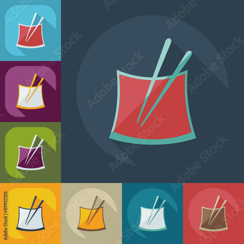 Flat modern design with shadow icons Japanese sushi