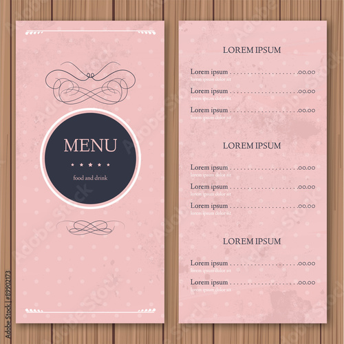 Restaurant or cafe menu vector design template vintage style. Fl