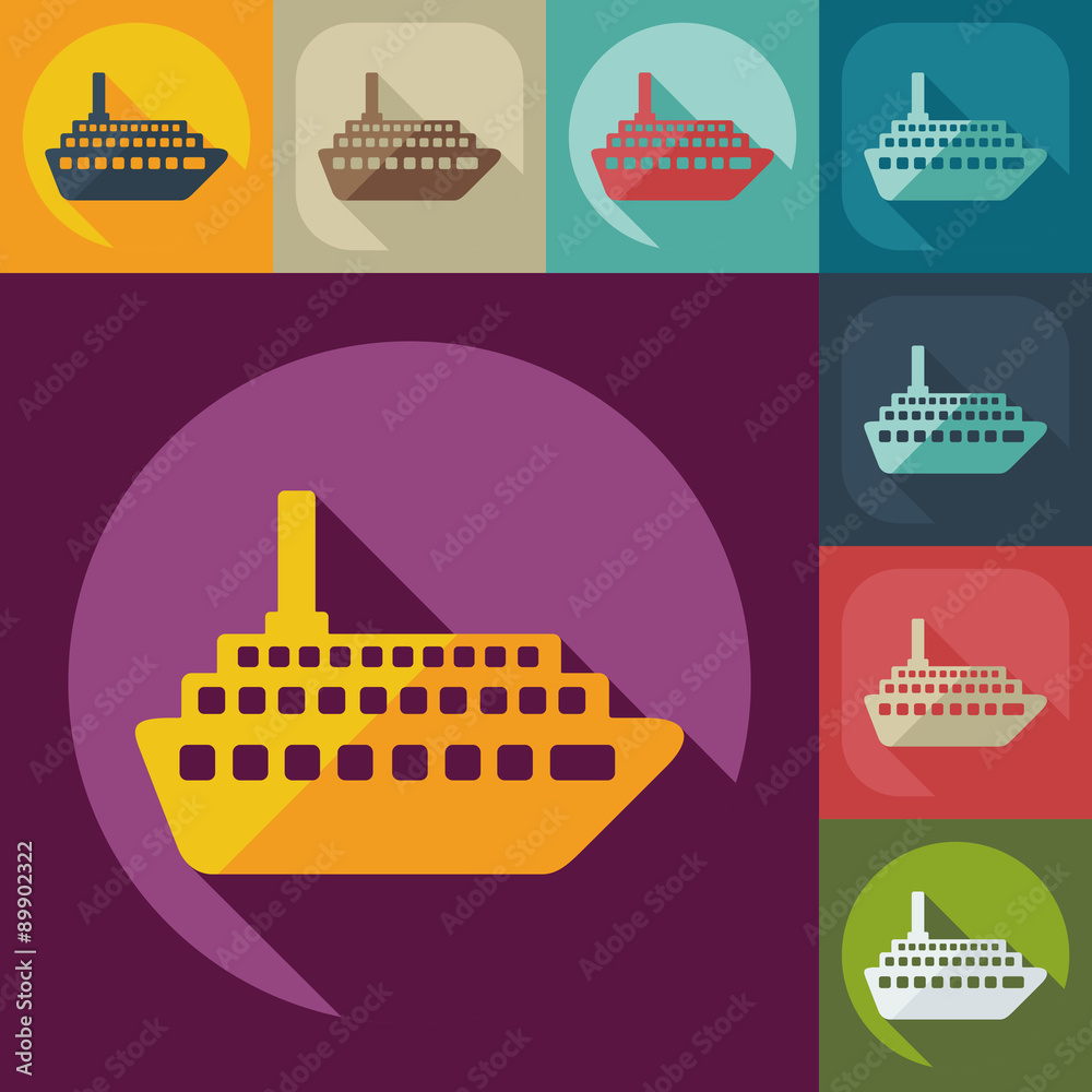 Flat modern design with shadow icon ship