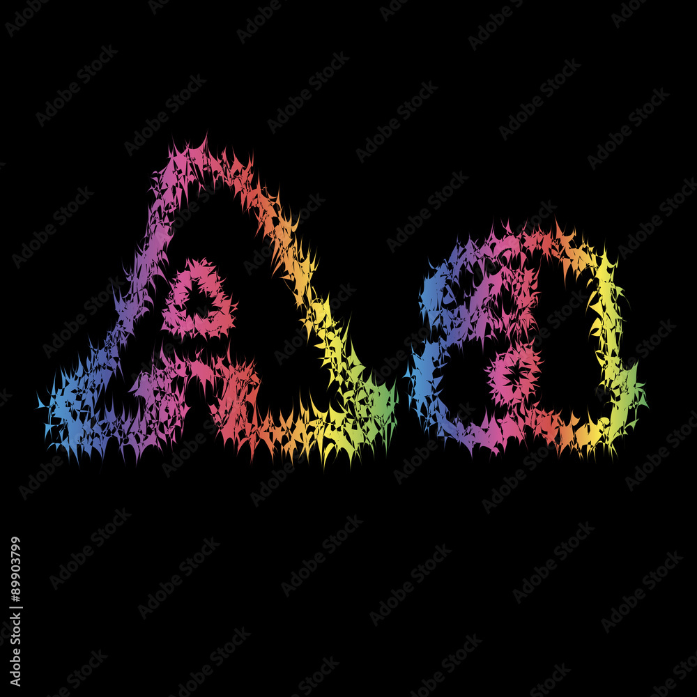 The letter a in grunge style on a black background