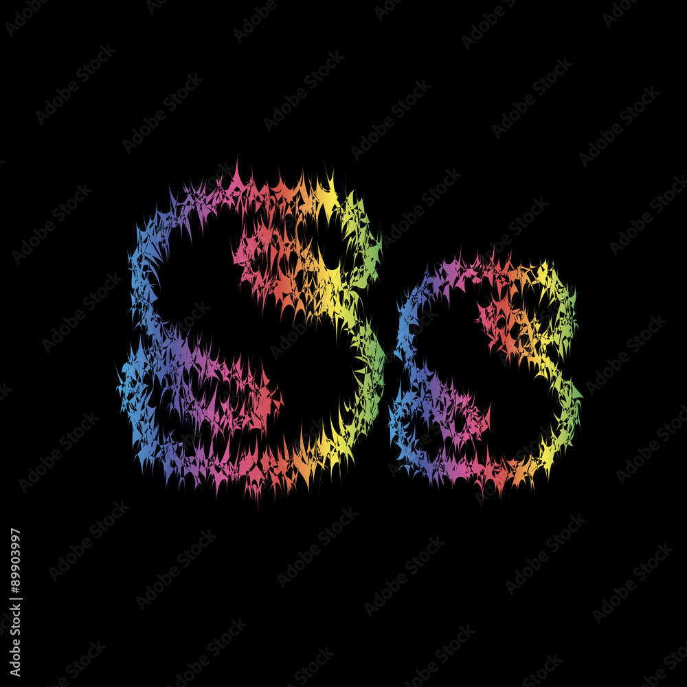 The letter s in grunge style on a black background The letter s in grunge style on a black background