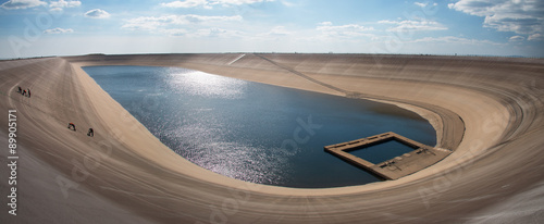 Photo of the water reservoire Dlouhe Strane.Hydroelectric pumped storage power plant.