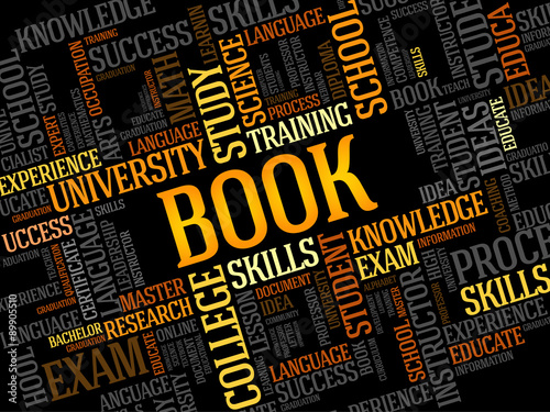 BOOK. Word education collage