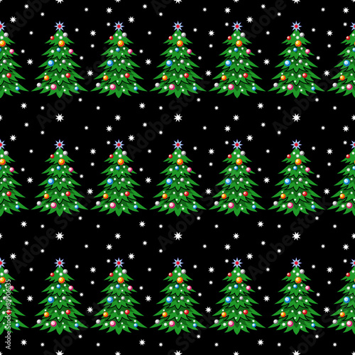 Seamless pattern with Christmas trees on a black background © LaFifa