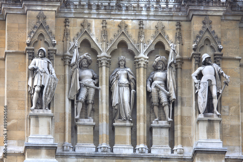 great detail of statues on the Rathaus (Town Hall) is a building great detail of statues on the Rathaus (Town Hall) is a building