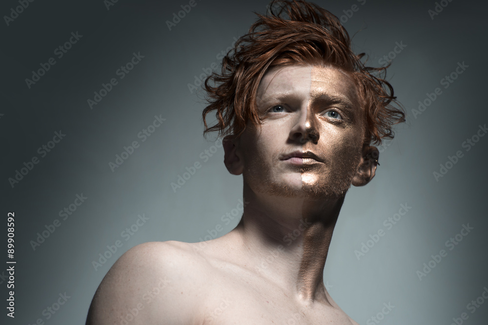 Red man with bronzy face Red man with bronzy face