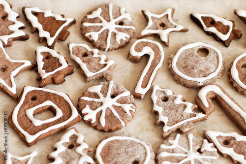 Cookies with glaze for Christmas to use as background 