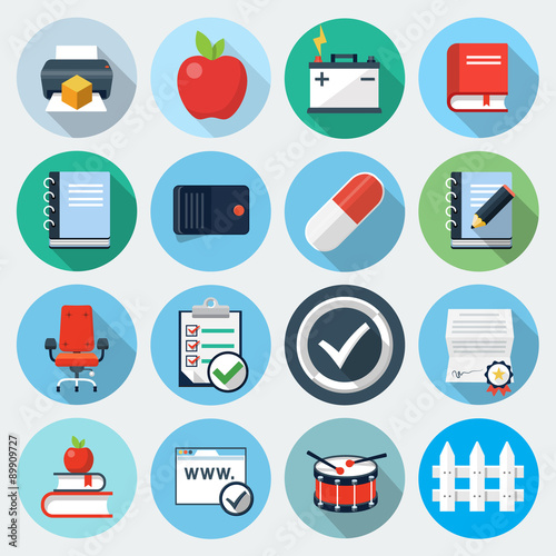 Flat Icons with long shadow, set 12