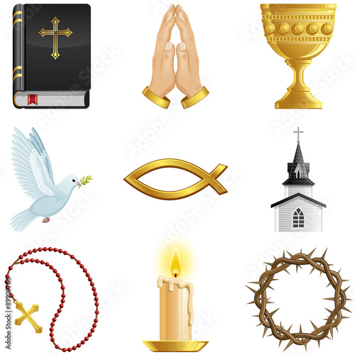 Christian icon set. Vector illustration.