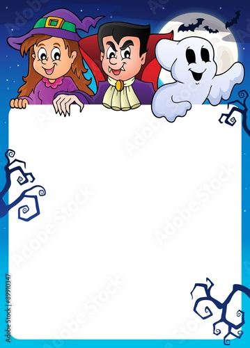 Frame with Halloween characters topic 1