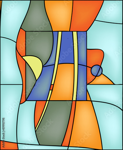 Abstract stained glass winodow vector illustration