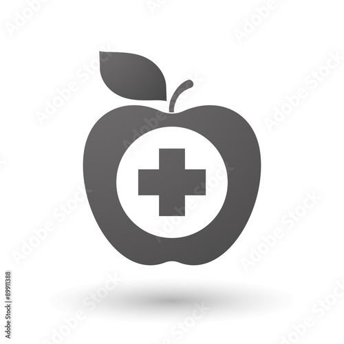 Apple icon with a round pharmacy sign