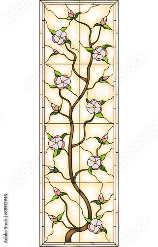 Flowers, stained glass window
