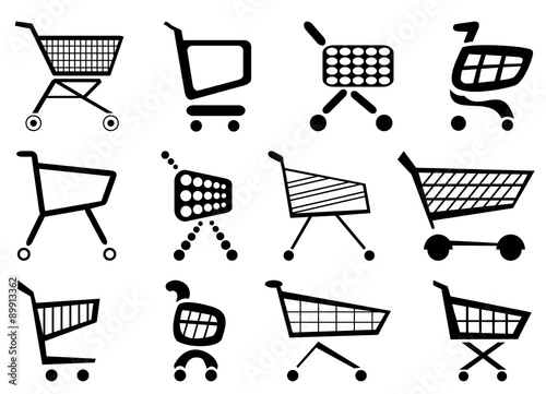 Einkaufswagen und Warenkorb Vektorgrafik