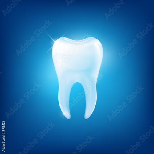 Vector tooth fang on blue background