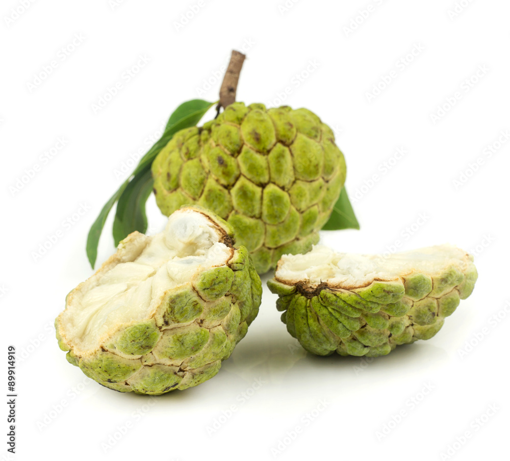 Fresh custard apples fruit on white Fresh custard apples fruit on white