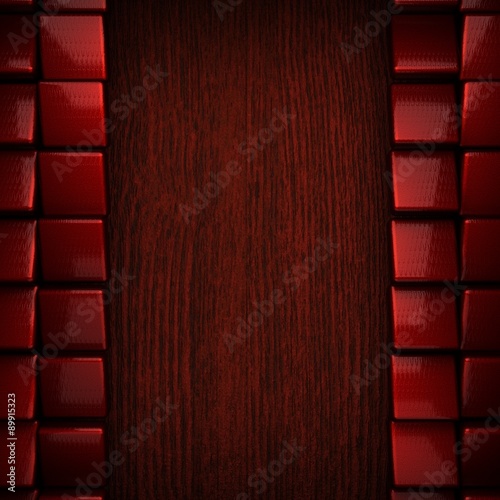 red pollished metal on wooden bachkround photo