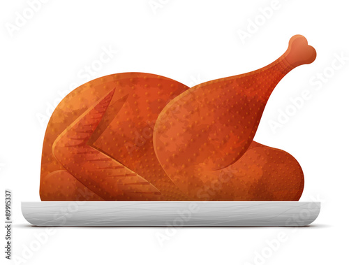 Roast turkey, chicken isolated on white. Christmas whole turkey