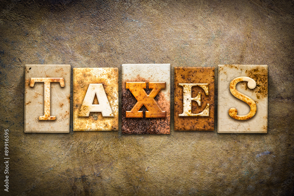 Naklejka premium Taxes Concept Letterpress Leather Theme