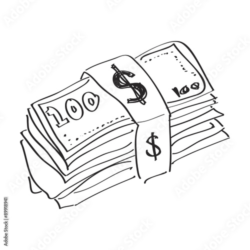 Simple doodle of a wad of bank notes