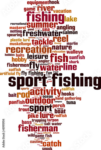 Sport fishing word cloud concept. Vector illustration