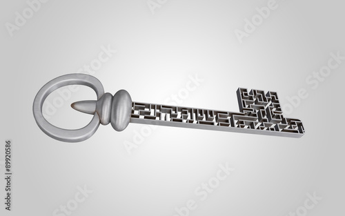 The key is a maze, on a gray gradient background. © teerawit