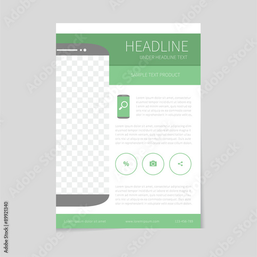 Flyer brochure design template in flat design / modern flyer in flat design in green color