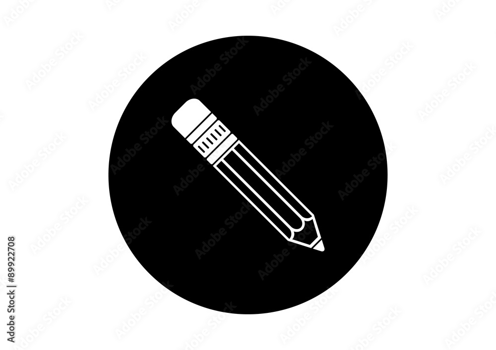 Black and white pencil icon on white background Black and white pencil icon on white background
