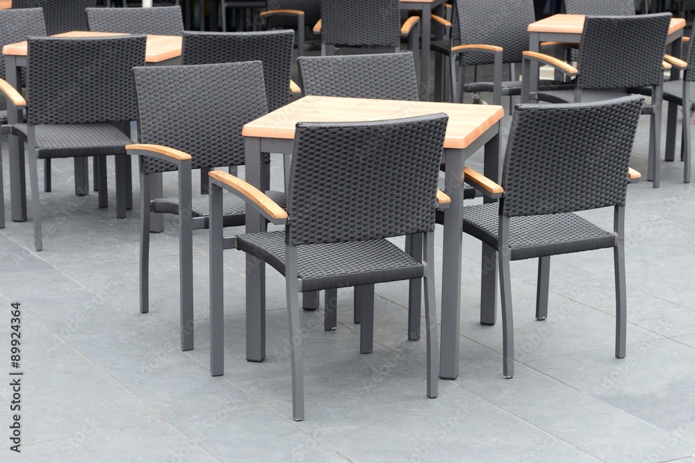 Empty tables of street cafe Empty tables of street cafe