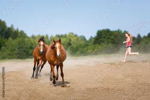 Two running horses © castenoid