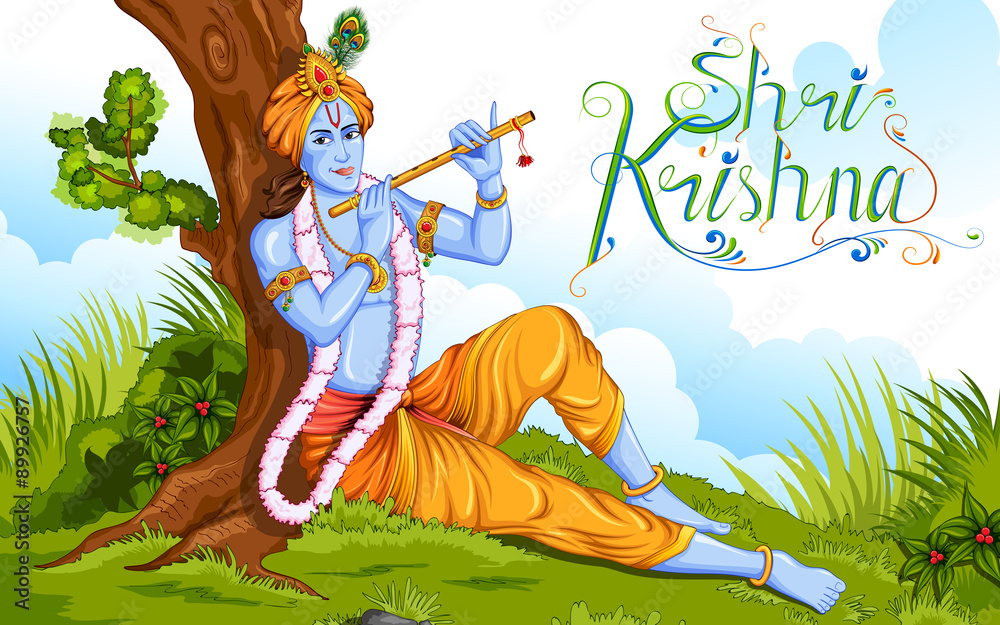 Obraz premium Szczęśliwego Janmashtami