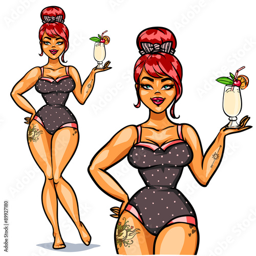 Pretty Pin Up Girl with cocktail