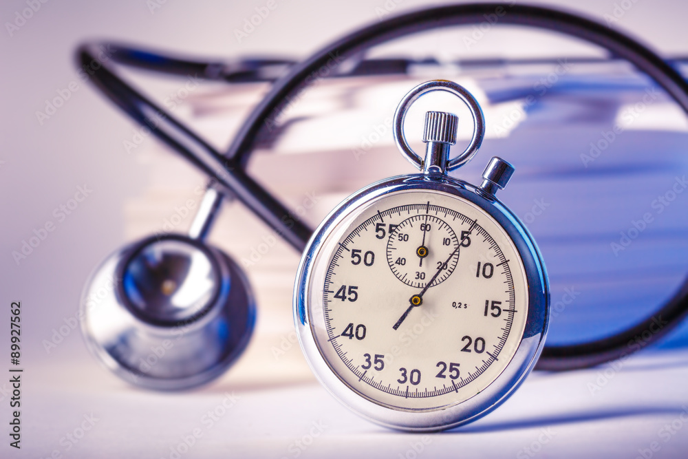 Cards, stethoscope and stopwatch Cards, stethoscope and stopwatch