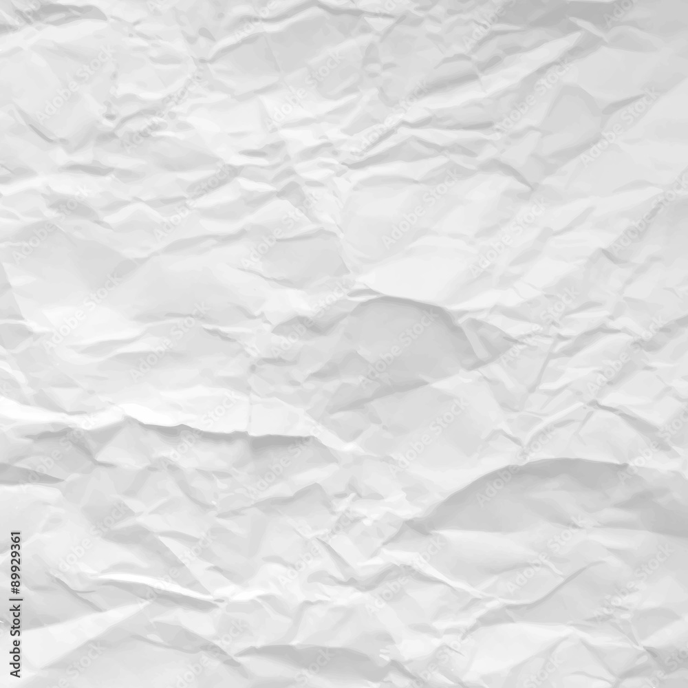 Crumpled torn white empty paper, vector background