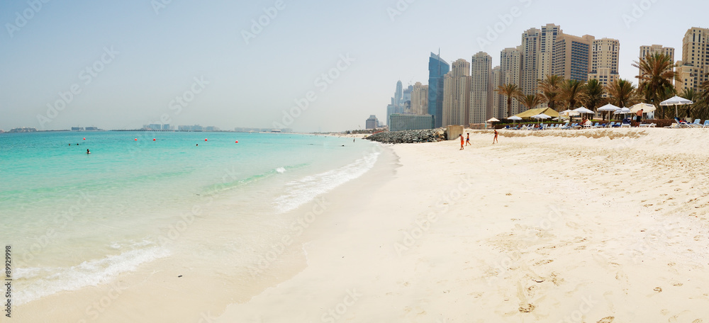 Panorama of the beach at Jumeirah Beach Residence, Dubai, UAE