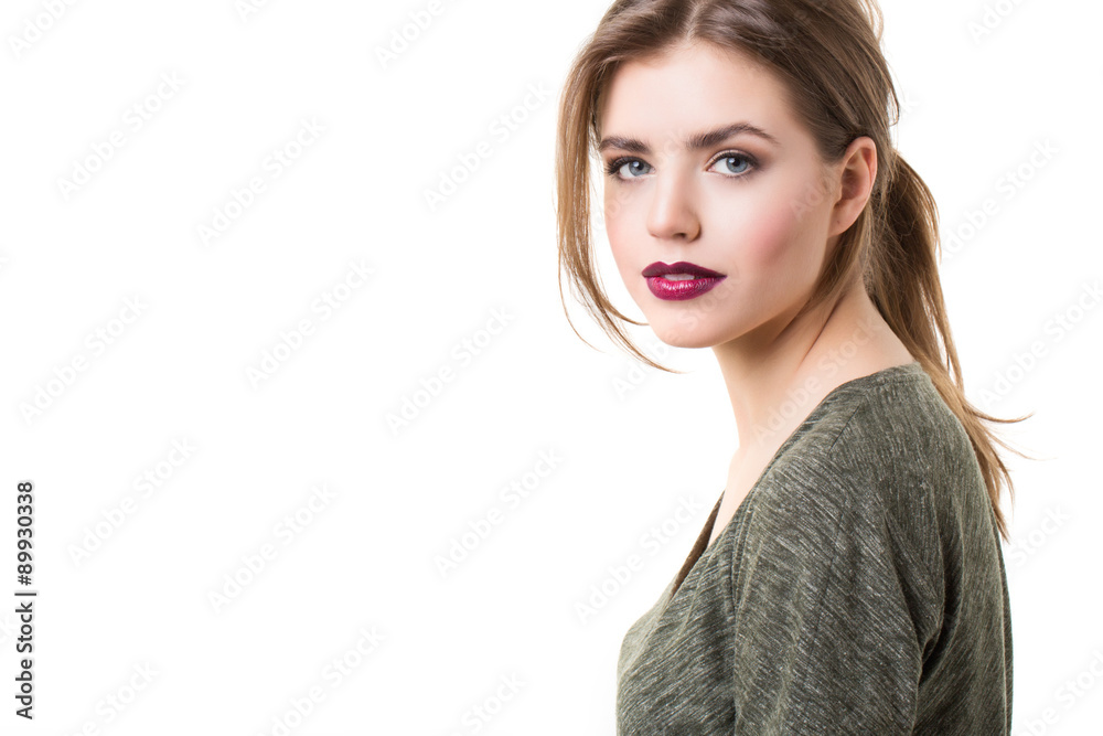 Beautiful model with long curly hair , fashion and makeup. Beautiful model with long curly hair , fashion and makeup.
