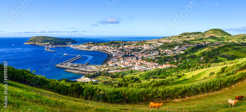 Vista panorámica de la población de Velas en la isla de Faial. photo