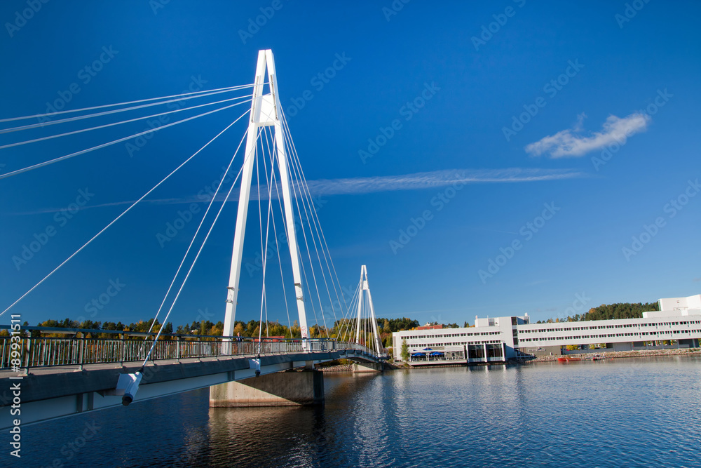 Obraz premium Suspension Bridge in Jyvaskyla, Finland