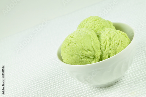 Pistachio Ice Cream in a Bowl