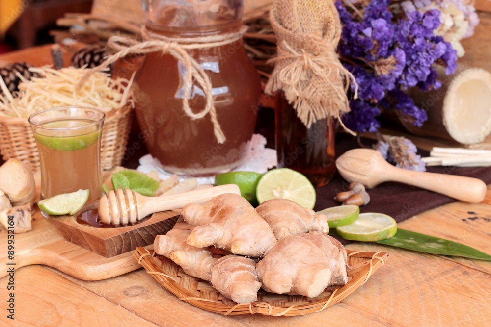 Ginger water of herb and fresh ginger with honey. Ginger water of herb and fresh ginger with honey.