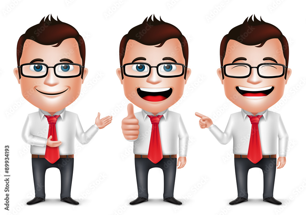 3D Realistic Businessman Cartoon Character with Different Pose 3D Realistic Businessman Cartoon Character with Different Pose